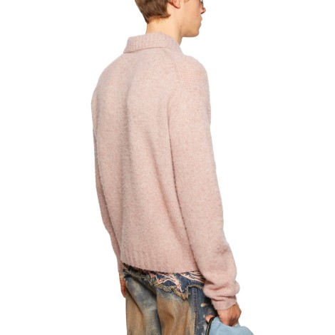 CARDIGAN POLO WOOL PINK MELANGE