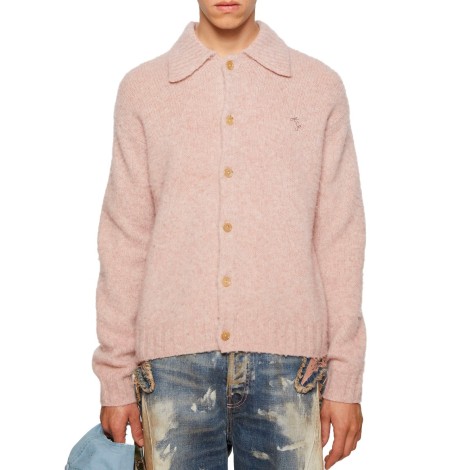 CARDIGAN POLO WOOL PINK MELANGE