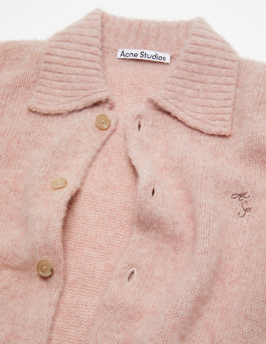 CARDIGAN POLO WOOL PINK MELANGE