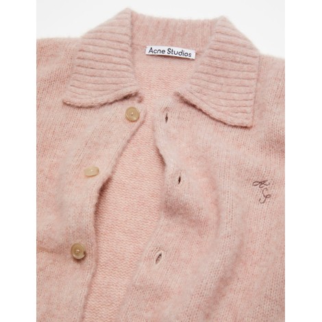 CARDIGAN POLO WOOL PINK MELANGE