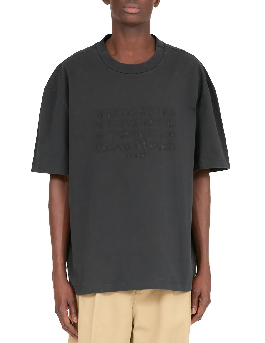 Embroidered logo black Tee - Maison Margiela