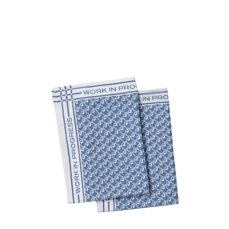 TEA TOWEL SET WHITE / BLUE