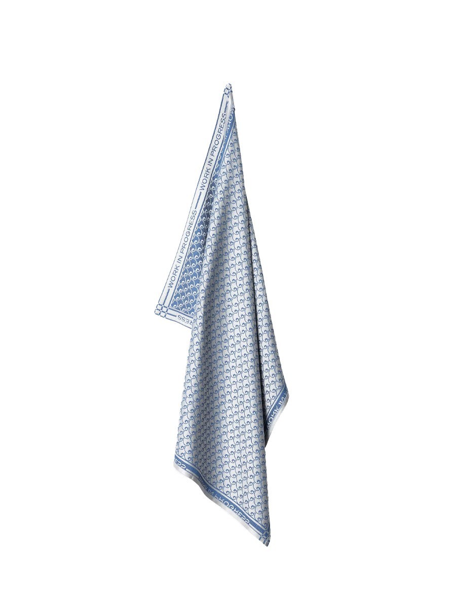 TEA TOWEL SET WHITE / BLUE