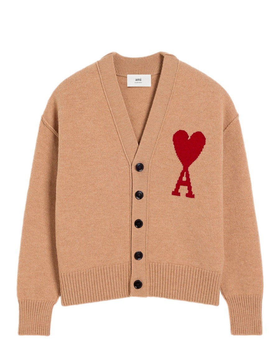 CARDIGAN AMI DE COEUR CAMEL ROUGE