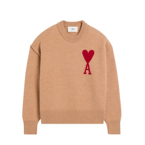 PULL AMI DE COEUR MERINOS CAMEL ROUGE