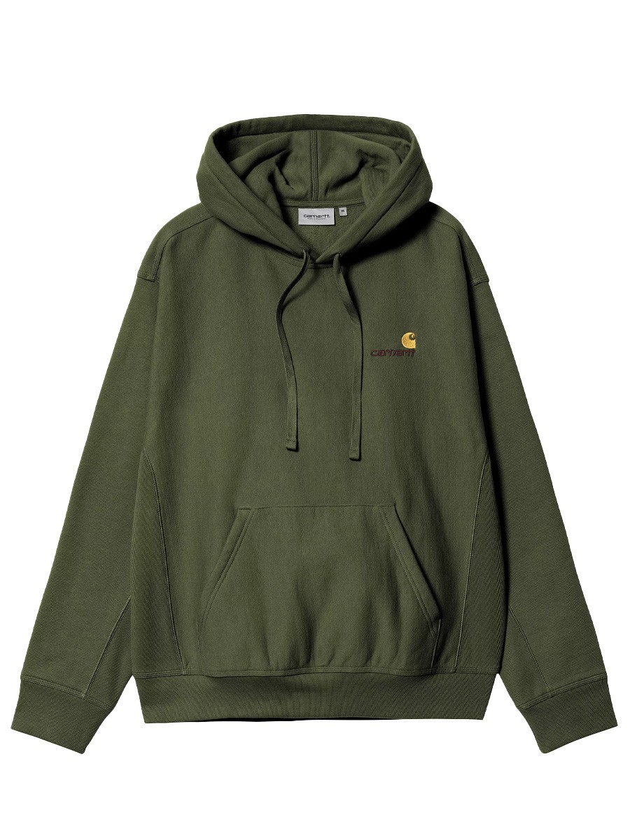 HOODED AMERICAN SCRIPT SWEAT TARRAGON