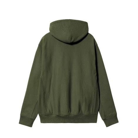 HOODED AMERICAN SCRIPT SWEAT TARRAGON