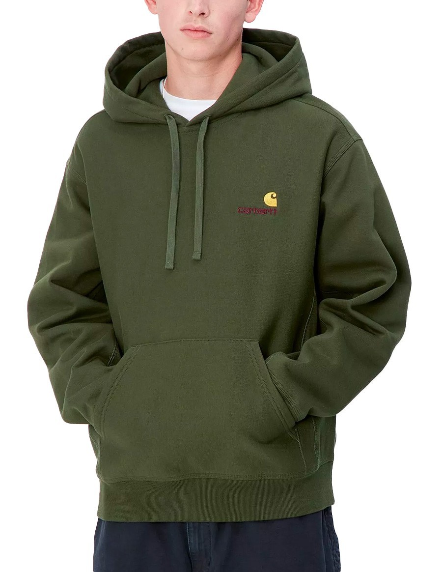 HOODED AMERICAN SCRIPT SWEAT TARRAGON