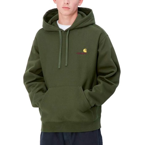 HOODED AMERICAN SCRIPT SWEAT TARRAGON