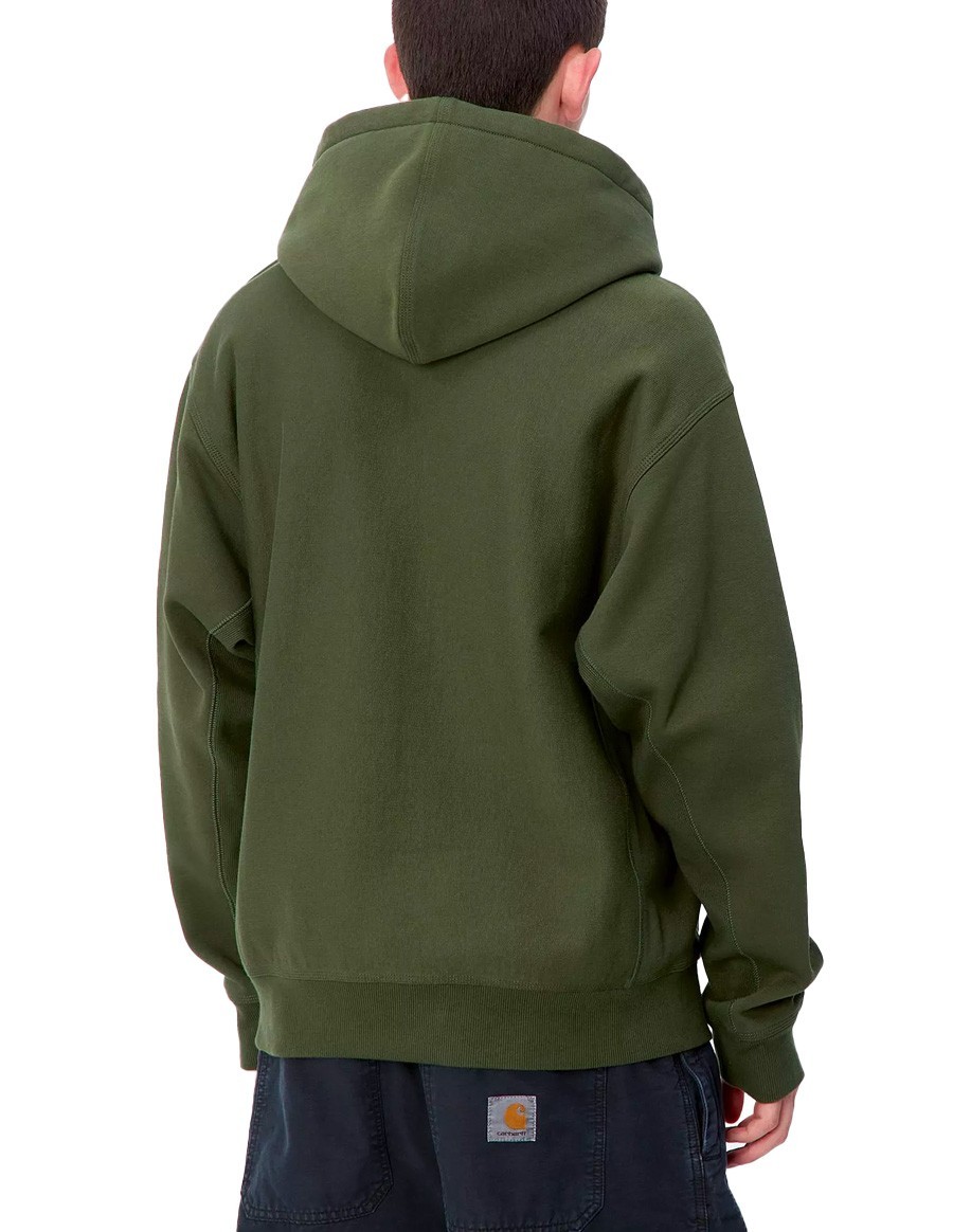 HOODED AMERICAN SCRIPT SWEAT TARRAGON