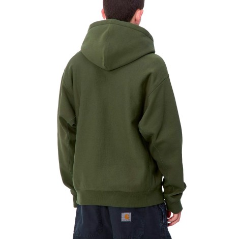 HOODED AMERICAN SCRIPT SWEAT TARRAGON