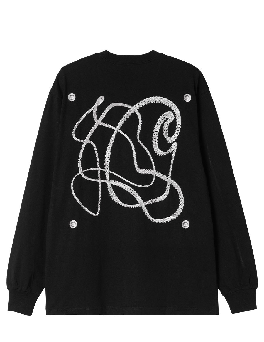 TSHIRT L/S LINKED CHARMS BLACK SILVER