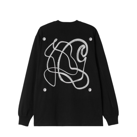 TSHIRT L/S LINKED CHARMS BLACK SILVER