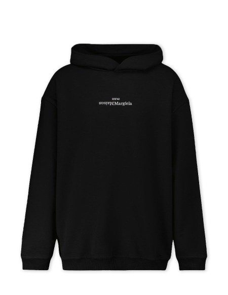 HOODED SWEATSHIRT LOGO RETURNED BLACK