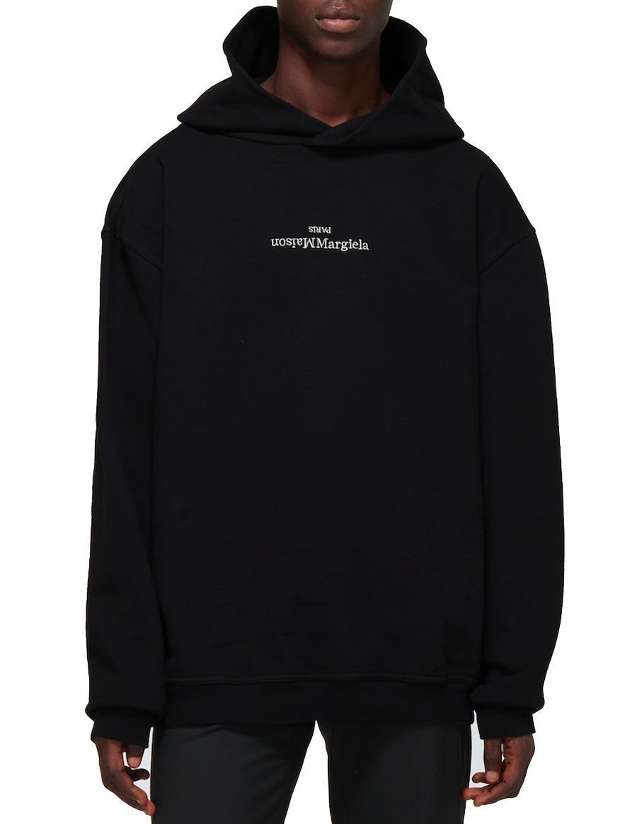 HOODED SWEATSHIRT LOGO RETURNED BLACK