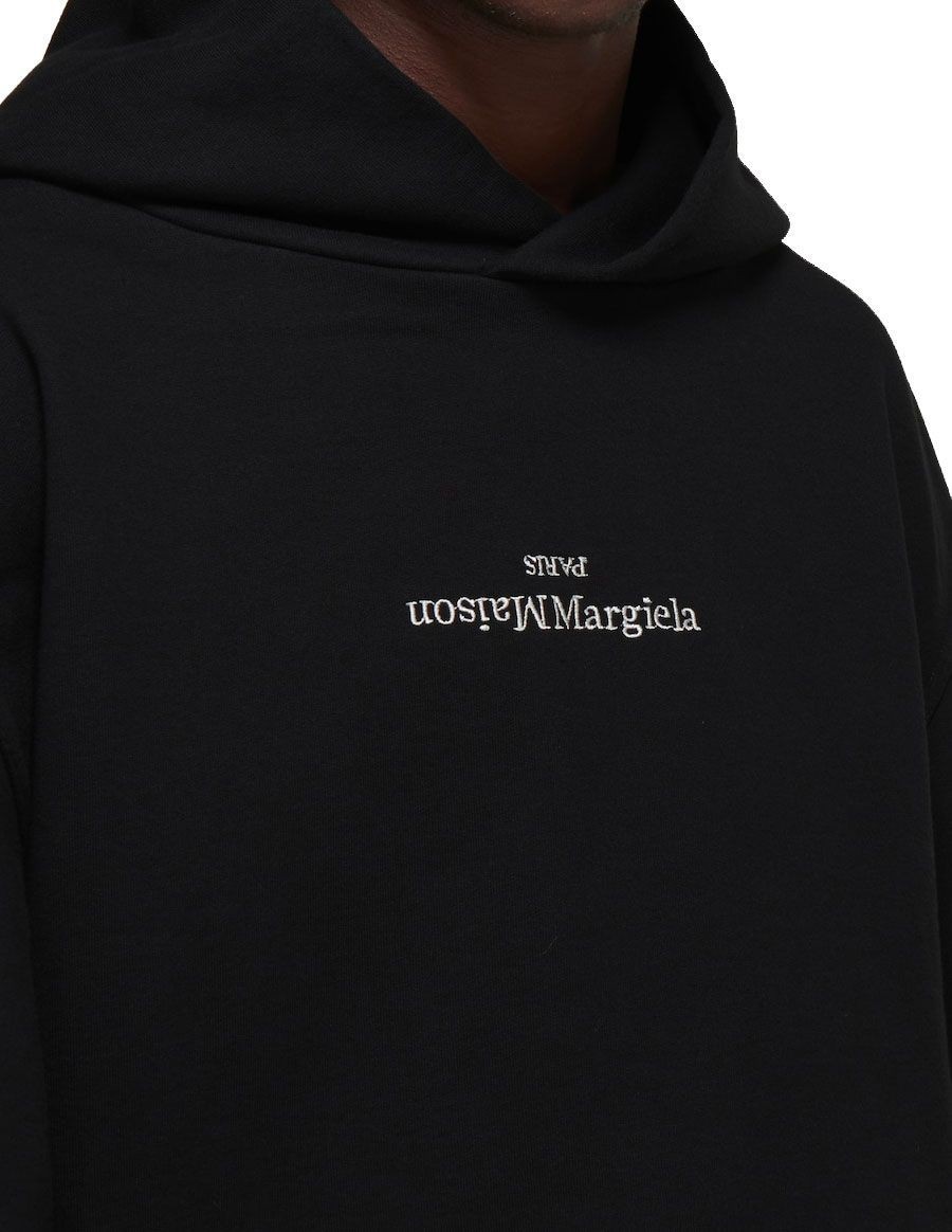 HOODED SWEATSHIRT LOGO RETURNED BLACK