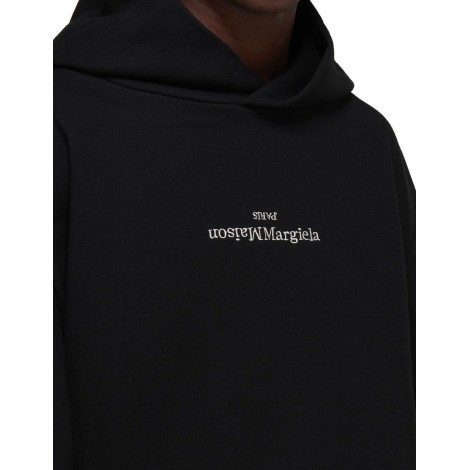 HOODED SWEATSHIRT LOGO RETURNED BLACK