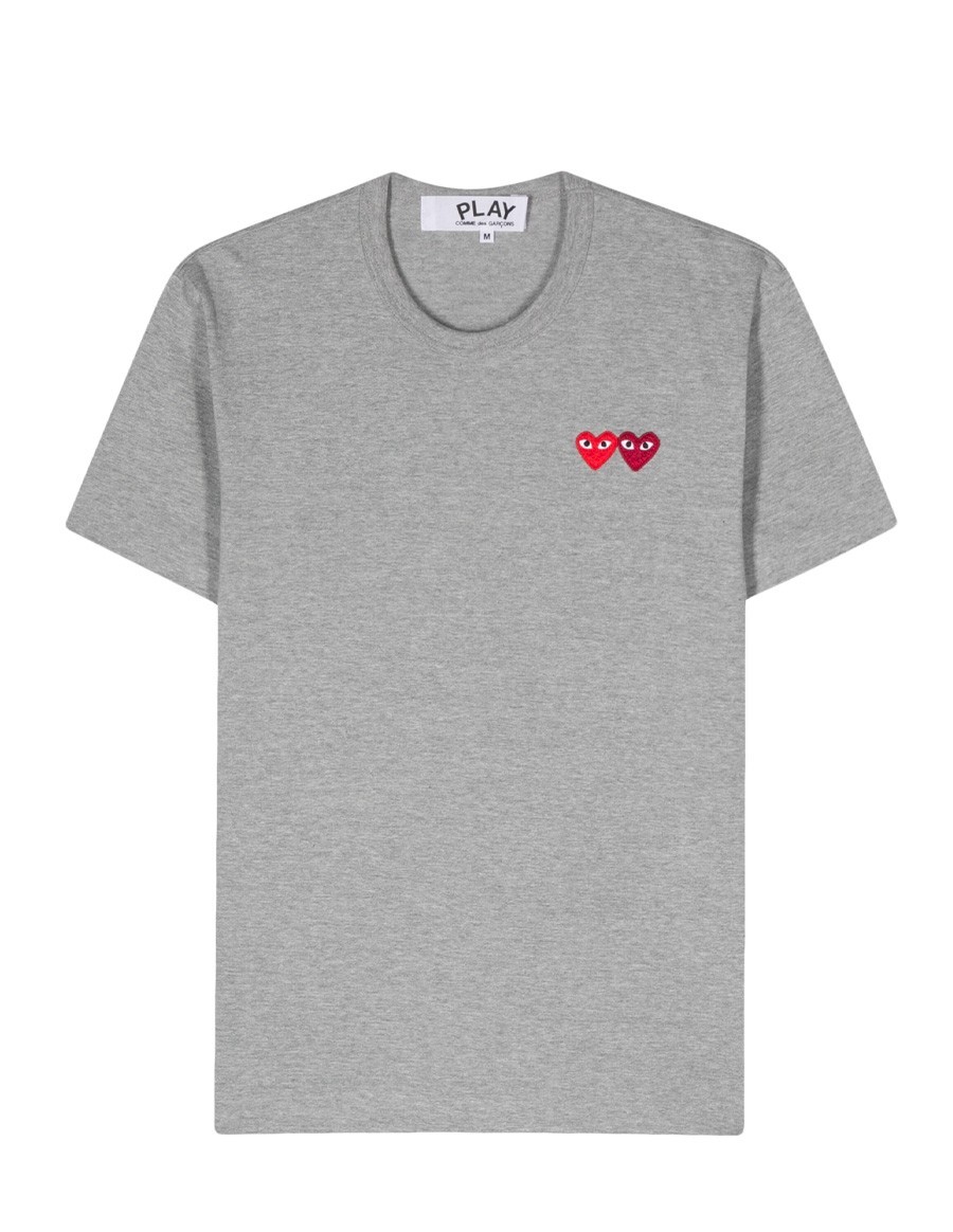 T-SHIRT DOUBLE BURGENDY EMBLEM GREY