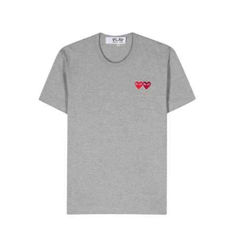 T-SHIRT DOUBLE BURGENDY EMBLEM GREY