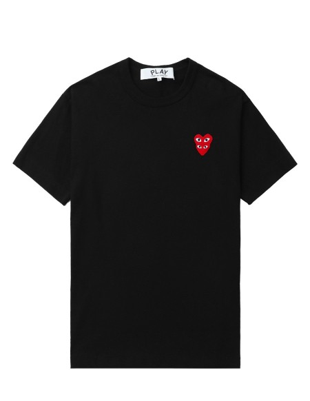 T-SHIRT DOUBLE RED EMBLEM KNIT BLACK