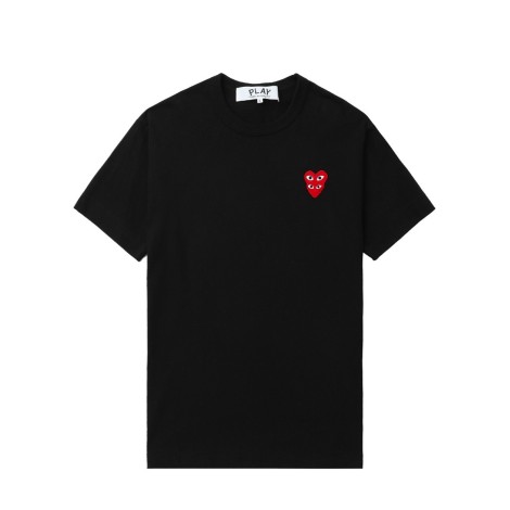 T-SHIRT DOUBLE RED EMBLEM KNIT BLACK