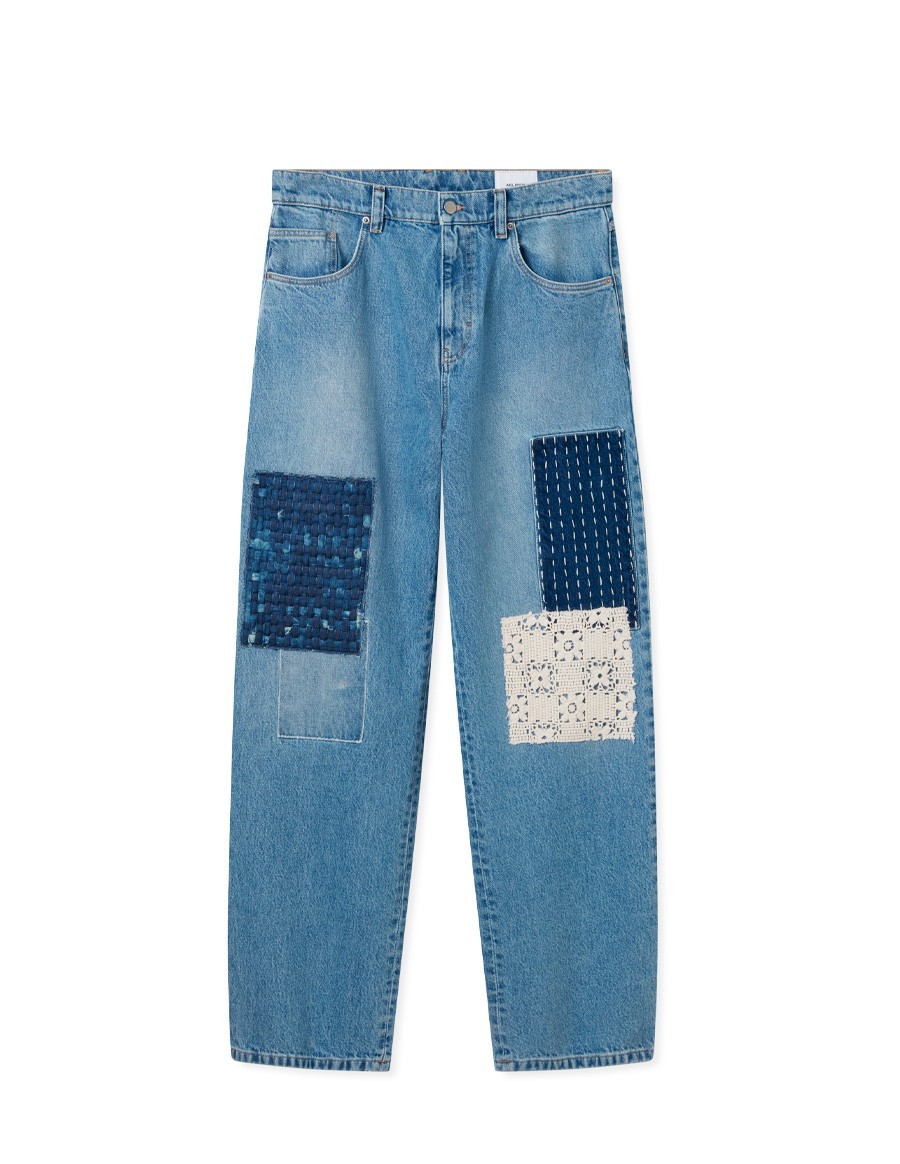 JEANS PATCHWORK RELAXED LIGHT BLUE