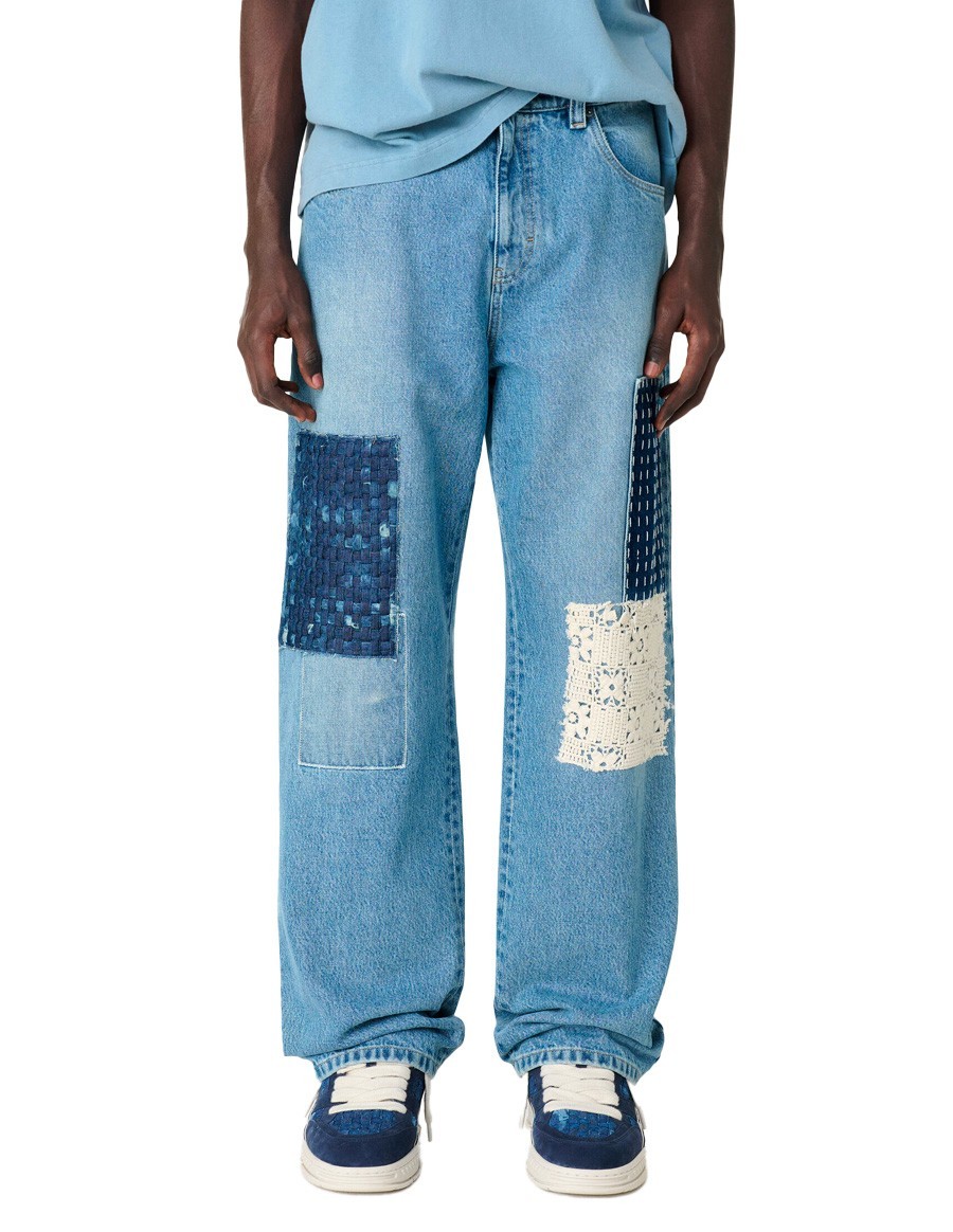 JEANS PATCHWORK RELAXED LIGHT BLUE