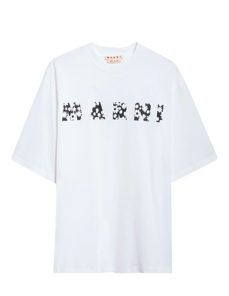 T-SHIRT POP FIELDS MARNI BLACK LOGO WHITE