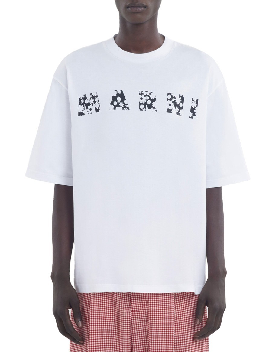 T-SHIRT POP FIELDS MARNI BLACK LOGO WHITE