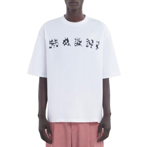 T-SHIRT POP FIELDS MARNI BLACK LOGO WHITE