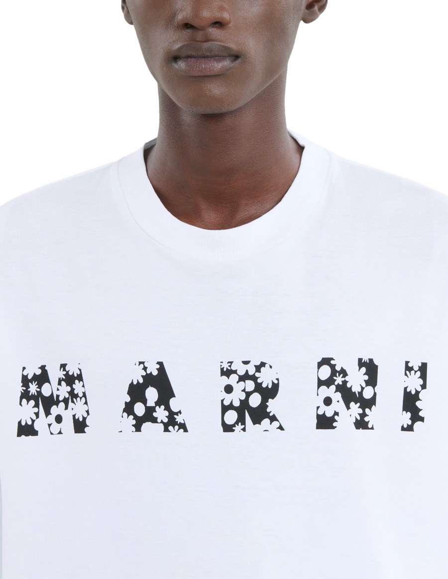 T-SHIRT POP FIELDS MARNI BLACK LOGO WHITE