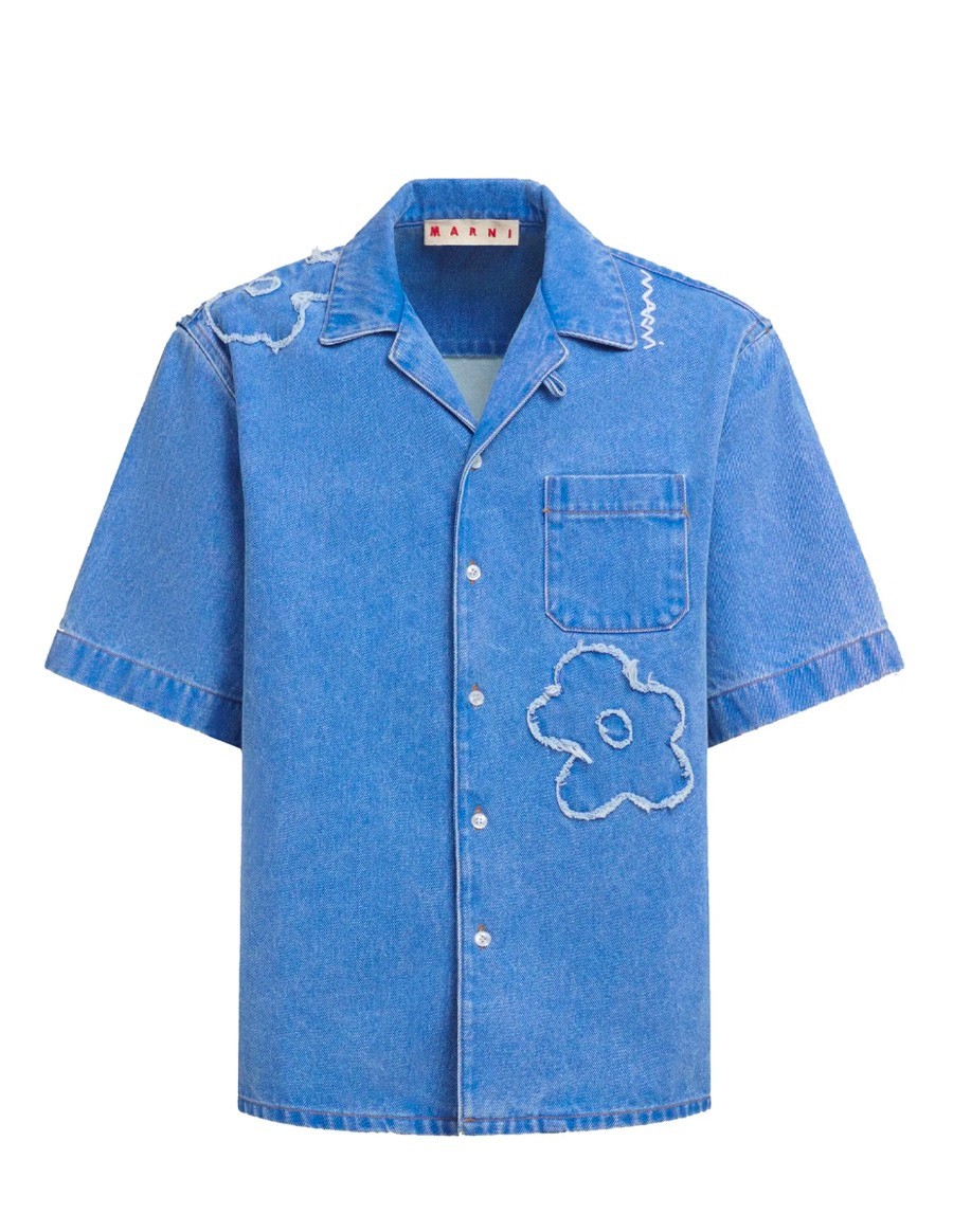 SHIRT BOWLING DILLIES PATCH LIGHT BLUE DENIM