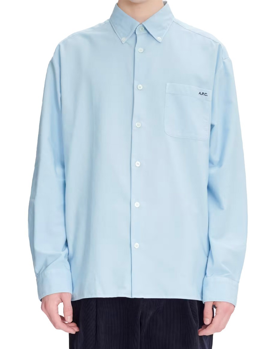 CHEMISE MATEO LOGO BLEU CLAIR