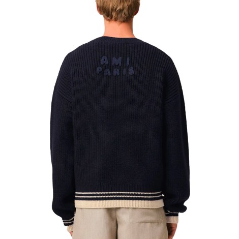 PULL COL V LAINE COTE COLLEGE BLEU MARINE