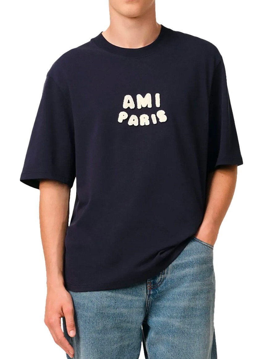 TSHIRT PATCH AMI PARIS BLEU MARINE