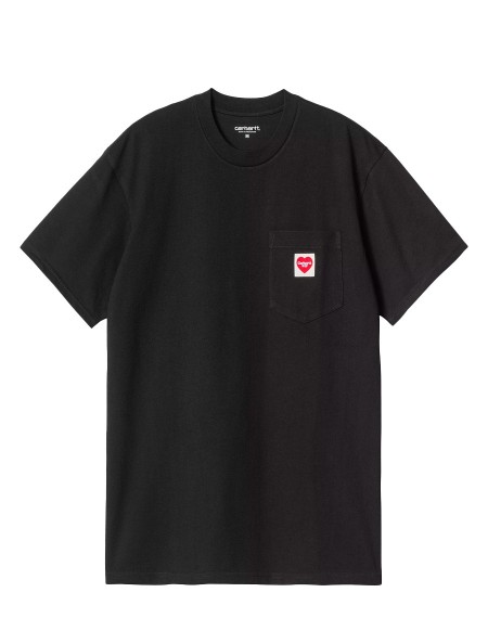 T-SHIRT S/S POCKET HEART BLACK / RED