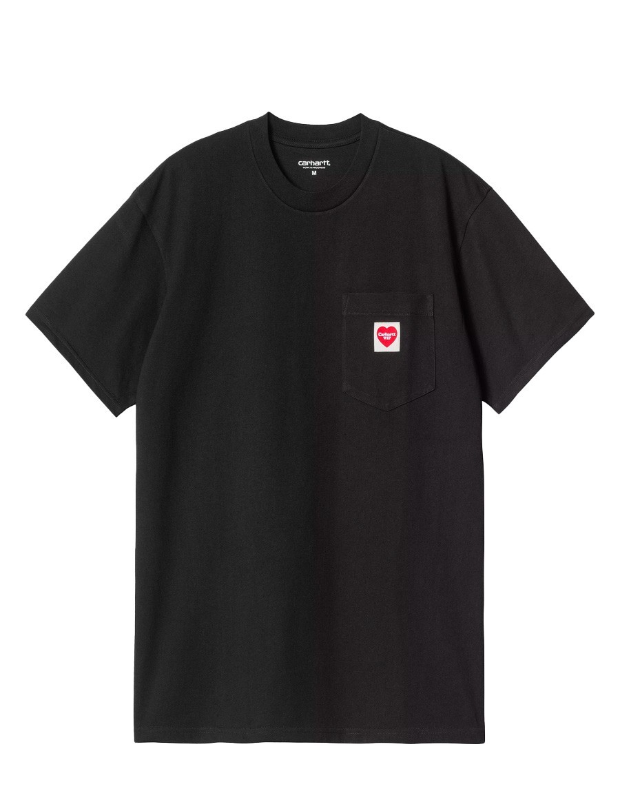 T-SHIRT S/S POCKET HEART BLACK / RED