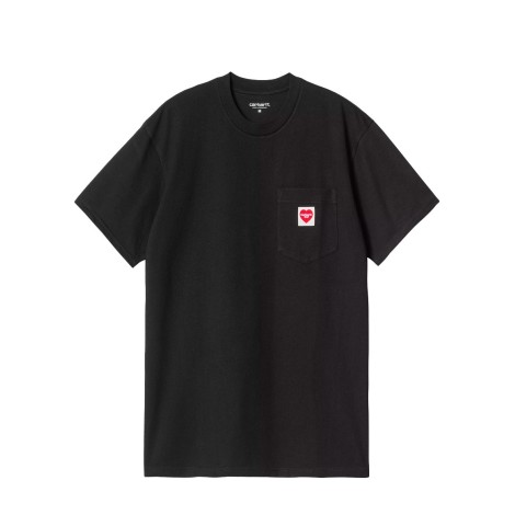 T-SHIRT S/S POCKET HEART BLACK / RED