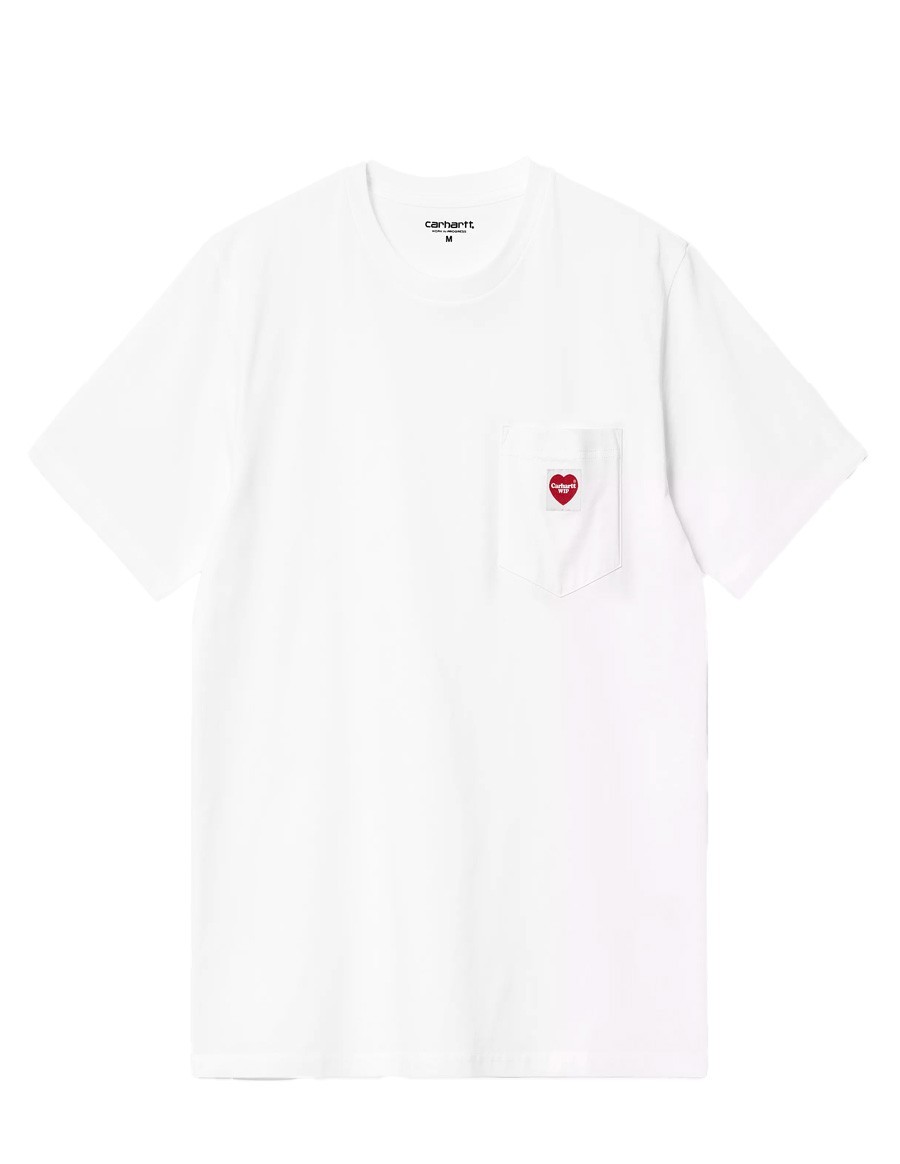 T-SHIRT S/S POCKET HEART WHITE / RED