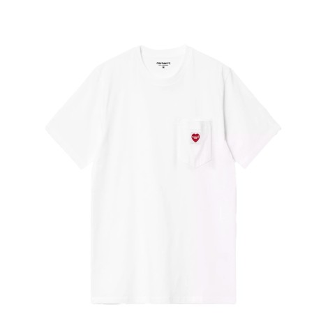 T-SHIRT S/S POCKET HEART WHITE / RED