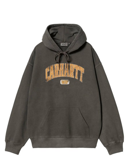 SWEAT HOODED LIBRARY BLACK GARMENT DYED