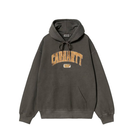 SWEAT HOODED LIBRARY BLACK GARMENT DYED