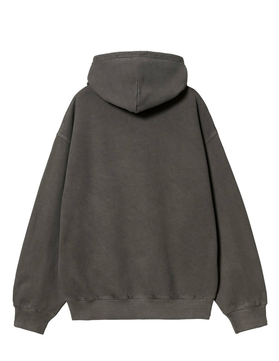 SWEAT HOODED LIBRARY BLACK GARMENT DYED