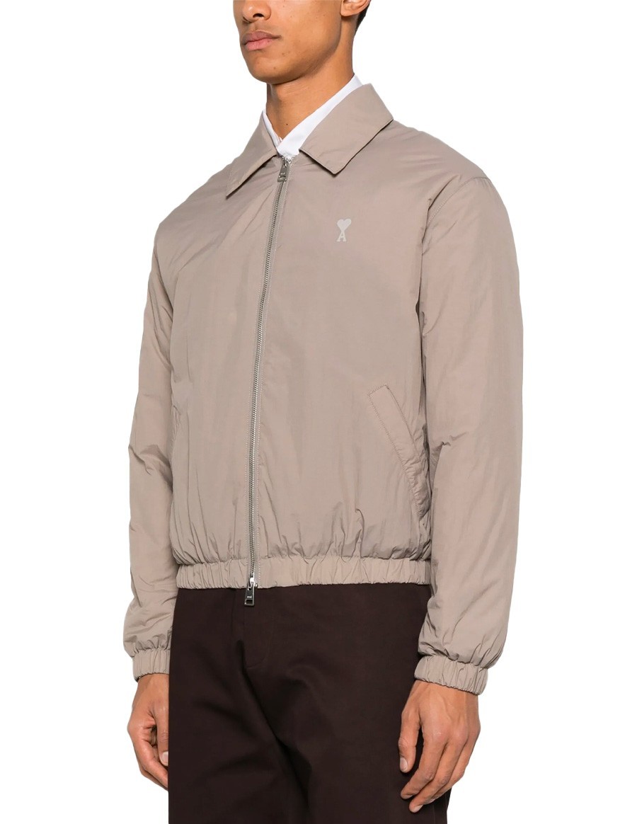 BLOUSON ZIPPE TOILE TECHNIQUE CENDRE