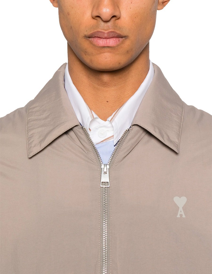 BLOUSON ZIPPE TOILE TECHNIQUE CENDRE