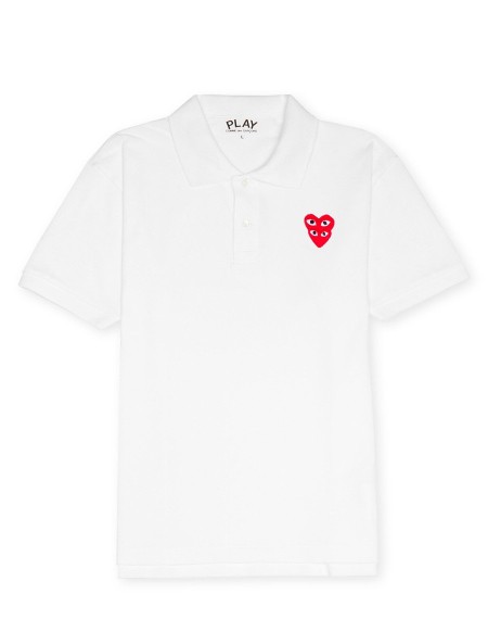 POLO DOUBLE RED HEART EMBLEM WHITE