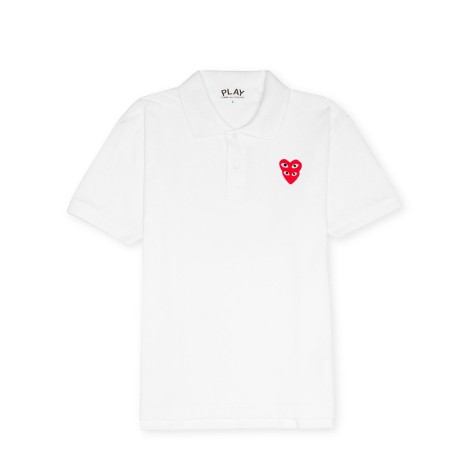 POLO DOUBLE RED HEART EMBLEM WHITE