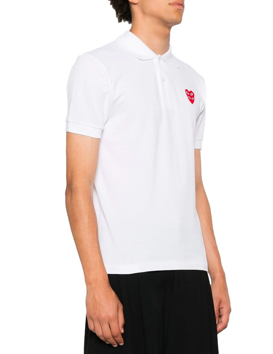 POLO DOUBLE RED HEART EMBLEM WHITE