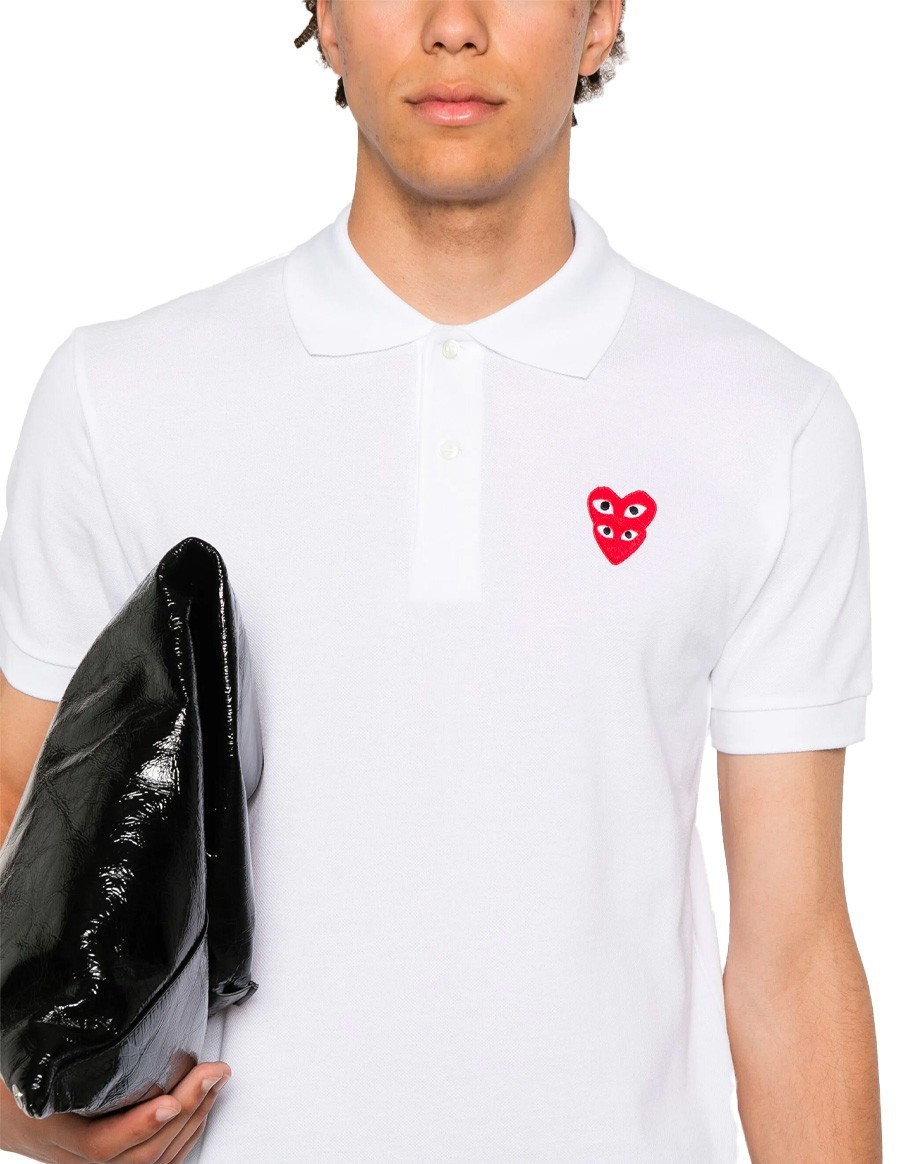 POLO DOUBLE RED HEART EMBLEM WHITE