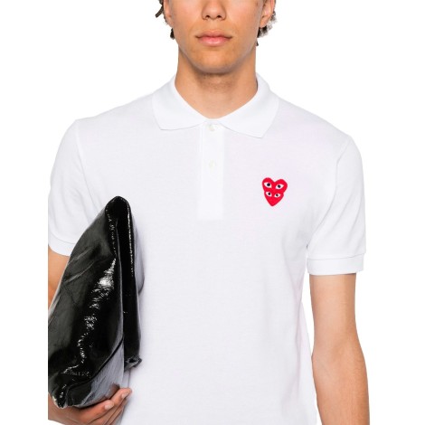 POLO DOUBLE RED HEART EMBLEM WHITE